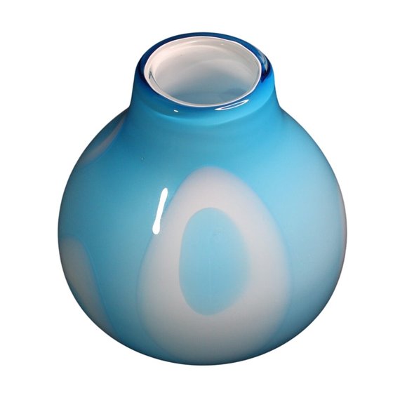 Studio Art Glass MCM Hand Blown Blue White Geometric Home Office Decor Modern - Picture 9 of 11